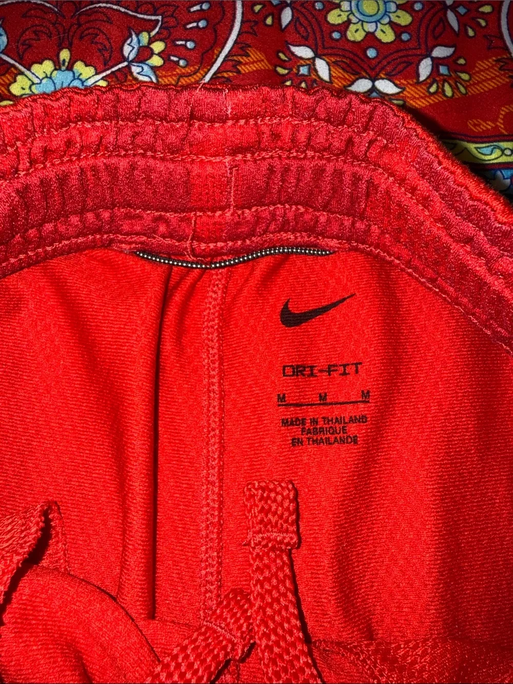 Nike Red Boys Athletic Shorts with White Swoosh